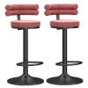 Bar Stools Dining Chair Breakfast Bar Stools Set of 2 Velvet Fabric Swivel Adjustable Counter Height Stools with Back Armless Chairs for Home Kitchen Island Pub Black view 1