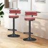 Bar Stools Dining Chair Breakfast Bar Stools Set of 2 Velvet Fabric Swivel Adjustable Counter Height Stools with Back Armless Chairs for Home Kitchen Island Pub Black view 2