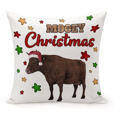 TiuKiu Cow Animal Lover Decorative Throw Pillow Case Mooey Christmas Square Cushion Cover Pillowcase for Couch Sofa Bedroom Decor 24"x24"