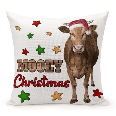 TiuKiu Cow Animal Lover Decorative Throw Pillow Case Mooey Christmas Square Cushion Cover Pillowcase for Couch Sofa Bedroom Decor 26"x26"