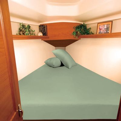 1000 Thread Count Egyptian Cotton Sheets Universal Boating Sheet Set V Berth Best Boat Bedding Bed Set Fits Mattresses up to 12" Depth Sheet Set, 88" Head x 82" Length x 20" Foot Moss Solid