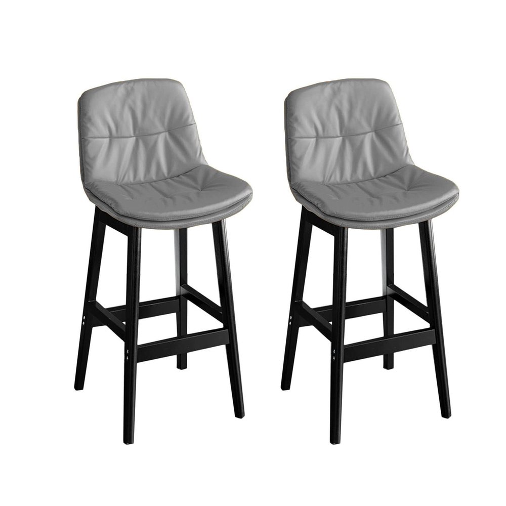 Bar Stools Dining Chair Faux Leather Counter Stool, Set of 2 Thick Cushion Bar Chair with Back Wooden Frame Modern Barstool Luxury Dinning Chair for Kitchen Counter Island