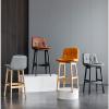 Bar Stools Dining Chair Faux Leather Counter Stool, Set of 2 Thick Cushion Bar Chair with Back Wooden Frame Modern Barstool Luxury Dinning Chair for Kitchen Counter Island view 4