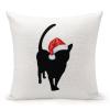 Decorative Throw Pillow Cover Cat with Santa Hat Home Decor Christmas Kitten Santa Cat Pet Silhouette Cushion Pillowcase 18"x18" Square Pillow Case for Couch Outdoor Sofa Bedroom Office Car Decor view 1