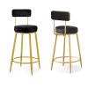 Bar Stools Dining Chair Modern Velvet Bar Stool Metal Frame Elegant Upholstered Back 26'' Tall Chairs for Island Bar Dining Room and Kitchen-Blue view 1