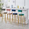 Bar Stools Dining Chair Modern Velvet Bar Stool Metal Frame Elegant Upholstered Back 26'' Tall Chairs for Island Bar Dining Room and Kitchen-Blue view 2