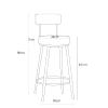 Bar Stools Dining Chair Modern Velvet Bar Stool Metal Frame Elegant Upholstered Back 26'' Tall Chairs for Island Bar Dining Room and Kitchen-Blue view 3