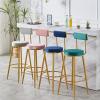 Bar Stools Dining Chair Modern Velvet Bar Stool Metal Frame Elegant Upholstered Back 26'' Tall Chairs for Island Bar Dining Room and Kitchen-Blue view 4