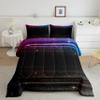 Purple Blue Ombre Comforter Set Queen Geometric Stripes Comforter Space Stars Galaxy Bedding Set With 2 Pillowcases Bedroom Decor Starry Sky Gradient Down Comforter For Kids Boys Girls Women Men view 1