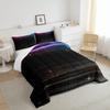 Purple Blue Ombre Comforter Set Queen Geometric Stripes Comforter Space Stars Galaxy Bedding Set With 2 Pillowcases Bedroom Decor Starry Sky Gradient Down Comforter For Kids Boys Girls Women Men view 3