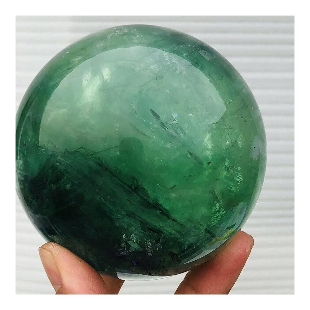 WGPHD Health & Household Natural Transparent Green Rainbow Fluorite Crystal Sphere Healed (Size : 500-550g)