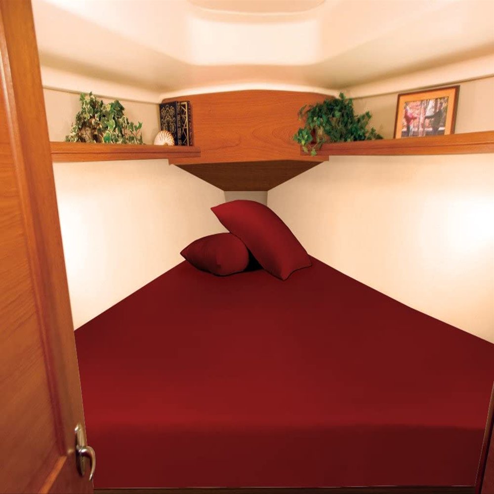 1000 Thread Count Egyptian Cotton Sheets Universal Boating Sheet Set After V Berth Best Boat Bedding Bed Set Fits Mattresses up to 12" Depth Sheet Set, 90" Head x 60" Length x 75" Foot Burgundy Solid