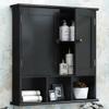 TaoHFE Black Bathroom Over The Toilet Storage Cabinet,Wall Medicine Cabinet Organizer with 2 Door Adjustable Shelves,Wooden Modern Bathroom Shelves Wall Mounted Laundry Room view 1