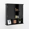 TaoHFE Black Bathroom Over The Toilet Storage Cabinet,Wall Medicine Cabinet Organizer with 2 Door Adjustable Shelves,Wooden Modern Bathroom Shelves Wall Mounted Laundry Room view 3