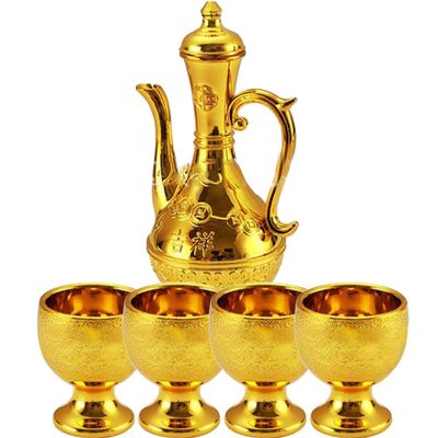 ARTIBETTER Lip Gloss Set Golden Water Offering Cup with Kettle Buddhist Offering Bowl Buddha Cup Yoga Meditation Bowl for Buddha Worship Utensil Supplies Vintage Decor