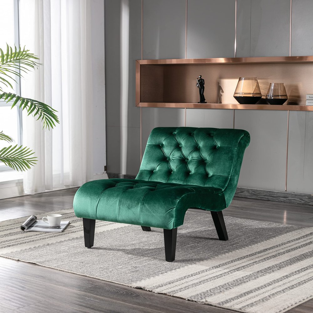 Accent Chair Comfort for Living Room,Lounge,Bedroom,Office Decorative,Velvet Tufted Armchair,Upholstered Barrel Chair Square Bedroom Chair Perfect,Accent Living Room Chair/Leisure Chair (Green)