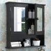 TaoHFE Black Medicine Cabinet, 2 Doors 3 Open Shelf, Wall Mounted Wooden Storage Cabinet Over Toilet view 1