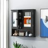 TaoHFE Black Medicine Cabinet, 2 Doors 3 Open Shelf, Wall Mounted Wooden Storage Cabinet Over Toilet view 3