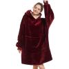 Aemilas Wearable Blanket Hoodie - Sherpa Blanket Sweatshirt as Birthday Gifts for Wife Women,Plush Hooded Blanket with Giant Pocket(Burgundy Red) view 1