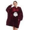 Aemilas Wearable Blanket Hoodie - Sherpa Blanket Sweatshirt as Birthday Gifts for Wife Women,Plush Hooded Blanket with Giant Pocket(Burgundy Red) view 2