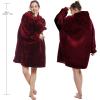 Aemilas Wearable Blanket Hoodie - Sherpa Blanket Sweatshirt as Birthday Gifts for Wife Women,Plush Hooded Blanket with Giant Pocket(Burgundy Red) view 3