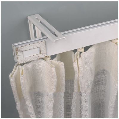 NOIRDA Curtain Single Tracks, Aluminum Silent Curtain Rail, Ceiling Or Wall Mount Curtain Track, Room Dividers Track for Living Room Bedroom Ceiling Shower(Color:White -B,Size:4m/13.1ft)