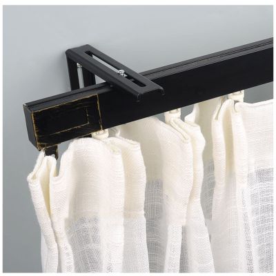 NOIRDA Curtain Single Tracks, Aluminum Silent Curtain Rail, Ceiling Or Wall Mount Curtain Track, Room Dividers Track for Living Room Bedroom Ceiling Shower(Color:Black -B,Size:1m/3.3ft)