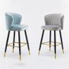 Bar Stools Dining Chair Stylish Bar Stools Set of 2, Velvet Breakfast Kitchen Counter Chairs, Bar Chairs High Stools with Metal Legs and Footrest for Kitchen Island, Seat Height 55/65cm view 3