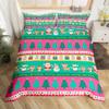 Christmas Bedding Set Cute Snowman Santa Claus Deer Comforter Cover for Kids Christmas Tree Xmas Theme Duvet Cover Breathable Pink Geometric Stripes Bedspread Cover Room Decor Quilt Cover Full Size view 1
