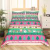 Christmas Bedding Set Cute Snowman Santa Claus Deer Comforter Cover for Kids Christmas Tree Xmas Theme Duvet Cover Breathable Pink Geometric Stripes Bedspread Cover Room Decor Quilt Cover Full Size view 2