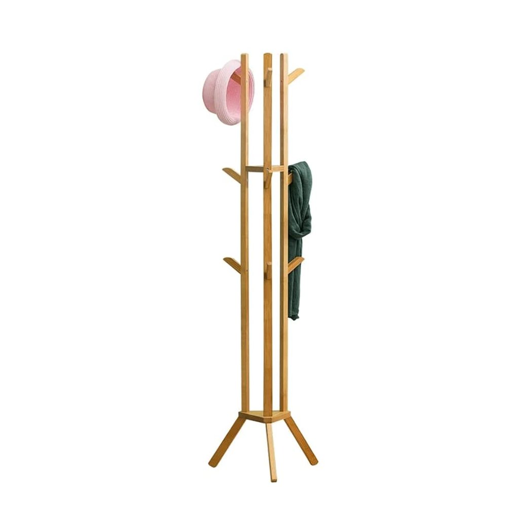 VNABO Coat Rack with 6 Hooks Free Standing Coat Rack Tree Retro Minimalist Coat Stand for Entryway Hallway Bedroom Office