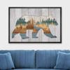 wall26 Framed Canvas Print Wall Art Wood Panel Bear Pine Tree Mountain Vista Nature Wilderness Digital Art Modern Art Farmhouse/Country Decorative for Living Room, Bedroom, Office - 16x24 Black view 2