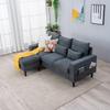 Panana Convertible Sectional Sofa L-Shape Sofa Couch 2 Seater and 3 Seater Couch with Chaise Linen Fabric Upholstered for Living Room, Apartment, Office (Grey, 3 Seater with Footstool) view 1