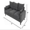 Panana Convertible Sectional Sofa L-Shape Sofa Couch 2 Seater and 3 Seater Couch with Chaise Linen Fabric Upholstered for Living Room, Apartment, Office (Grey, 3 Seater with Footstool) view 2