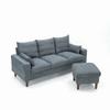 Panana Convertible Sectional Sofa L-Shape Sofa Couch 2 Seater and 3 Seater Couch with Chaise Linen Fabric Upholstered for Living Room, Apartment, Office (Grey, 3 Seater with Footstool) view 3