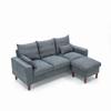 Panana Convertible Sectional Sofa L-Shape Sofa Couch 2 Seater and 3 Seater Couch with Chaise Linen Fabric Upholstered for Living Room, Apartment, Office (Grey, 3 Seater with Footstool) view 4