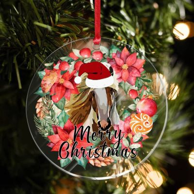 Christmas Ornaments 2022 Horse Merry Christmas Acrylic Christmas Tree Ornament Baby's First Christmas Bauble Horse Silhouette Collectible Gift Tree Decoration Stocking Name Tag Transparent Ornament