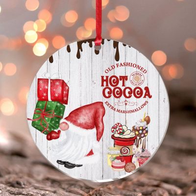 2022 Christmas Gnome Hot Cocoa Acrylic Christmas Ornaments Traditional Wreath Botanical Ornament Souvenir Xmas Coffee Bar Collectible Gift Tree Decoration Stocking Name Tag Transparent