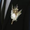 Pure White Dried and Preserved Flowers, Boutonniere for Men, Lapel pin/ Groom pin for Men, Wedding Flowers Bouquet, Dried Flower Bouquet, Rustic Wedding Decor, Bridal Bouquet, Bridemaids Gift (W07) view 3