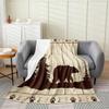 Bear Silhouette Kids Flannel Blanket,Boys Girls Adults Cabin Decor,Pine Trees Old Wooden Plank Retro Bed Blanket,Boho Arrows Paws Throw Blanket,Brown Rustic Fuzzy Blanket,Baby Size (30 x 39 Inches) view 1