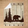 Bear Silhouette Kids Flannel Blanket,Boys Girls Adults Cabin Decor,Pine Trees Old Wooden Plank Retro Bed Blanket,Boho Arrows Paws Throw Blanket,Brown Rustic Fuzzy Blanket,Baby Size (30 x 39 Inches) view 2