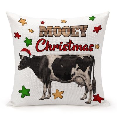 TiuKiu Cow Animal Lover Decorative Throw Pillow Case Mooey Christmas Square Cushion Cover Pillowcase for Couch Sofa Bedroom Decor 26"x26"
