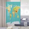 Sea Green Apricot Vinyl Stained Glass Film Map of The World Geography Continents Image Frosted Tint Glass Film Privacy Self-Adhesive Map 23.6Wx59L-inch view 2