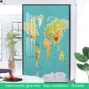 Sea Green Apricot Vinyl Stained Glass Film Map of The World Geography Continents Image Frosted Tint Glass Film Privacy Self-Adhesive Map 23.6Wx59L-inch view 4