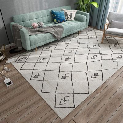 Electric Heated Floor Mats - Large Moroccan Geometric Area Rug Heater, Heated Foot Warmer Mat Under Desk, for Office and Home,B,200CM*300CM