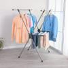 BAOYOUNI Foldable Clothes Drying Rack Double Laundry Poles Garment Towels Hanger Stand Expandable Rails X-Shape Storage Organizer with Shelf, Grey view 4