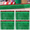 Crowye 10 Pcs Christmas Parade Float Decoration Kit Include 9.02 x 2.46 ft Foil Fringe Table Skirt 78.8 x 3.55 in Metallic Tinsel Garland for Trailer Car Xmas Float Supplies Decor (Green with Red) view 1