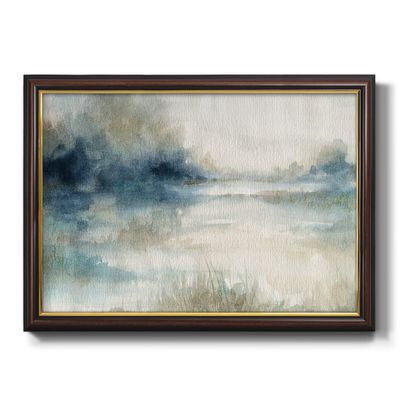 Renditions Gallery Canvas Wall Art Paintings & Prints Still Evening Waters Nature Abstract Black Walnut Framed Art for Bedroom Dining Living Room Office Home Kitchen Wall Decor - 16"X20"