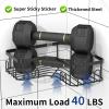 Menbyci 3 Pack Corner Shower Caddy, Adhesive Bathroom Shelves with 18 Hooks, Drill-Free & Quick-Dry Shower Organizer with Large Capacity, Rustproof Stainless Steel Bathroom Corner Storage Rack, Black view 4