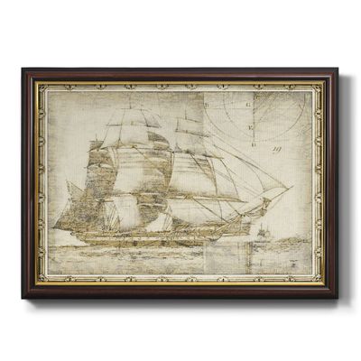 Renditions Gallery Black Walnut Framed Pictures & Prints Vintage Ghost Ship Nautical Art Wall Hanging Prints for Bedroom Dining Living Room Office Home Kitchen Wall Decor - 16"X20"